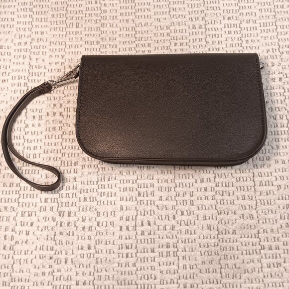 Nine West black faux leather wristlet & chain convertible straps handbag purse - Picture 3 of 15